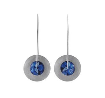 Earrings Circles Blue Folk