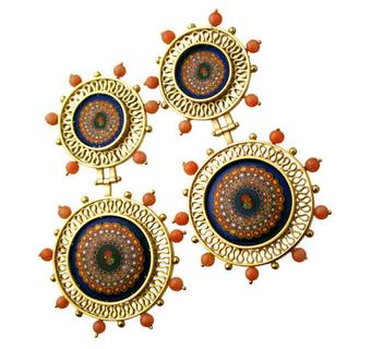 Gold & Coral Earrings