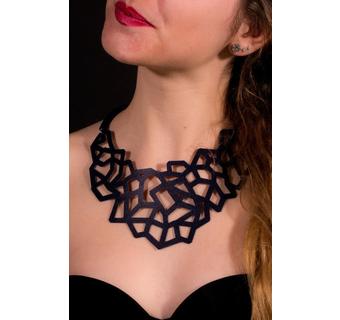 CORAL - Handmade Necklace faux leather cut