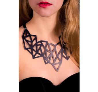 POLYGON - Handmade Necklace faux leather cut